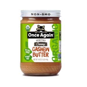 Once Again Organic Creamy Cashew Butter, 16oz - Unsweetened - USDA Organic, Gluten free Certified, Vegan, Kosher, Peanut Free - Glass Jar… (1 Jar)