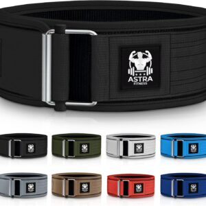 Quick Locking Premium Weight Lifting Belt - Powerlifting, Cross Training for Men and Women - 4 Inch Wider Back Support, 100% Metal Buckle - Professional Fitness, Olympic Lifting, Deadlift