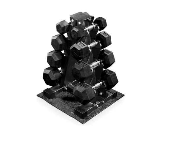 BalanceFrom 100LB or 150LB Rubber Coated Hex Dumbbell Weight Set and Storage Rack, 5-20 lbs Pairs, or 5-25 lbs Pairs