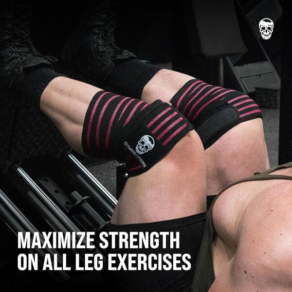 Gymreapers Knee Wraps for Squats and Powerlifting 72 Inch Compression Wraps with Strap for Men & Women Weightlifting Support - Imagen 3