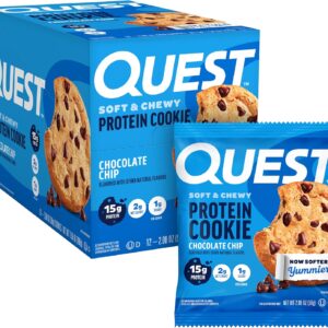 Quest Nutrition Chocolate Chip Protein Cookie, 15g Protein, 1g Sugar, 2g Net Carbs, Keto Friendly, High Protein, Low Carb; 12 Count