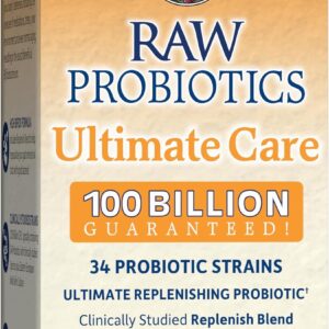 Garden of Life Raw Probiotics - 100 Billion CFU, Shelf Stable, 30 Capsules - for Men and Women, Digestive Enzymes, Clinically Studied Strains
