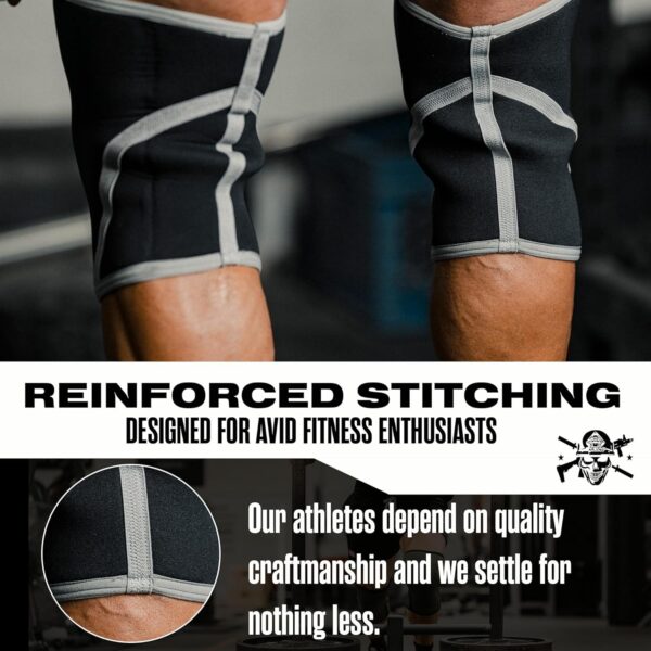 Knee Sleeves for Weightlifting & Powerlifting (7mm Pair) For Men & Women - Knee Wraps for Weight Lifting, Squats, Fitness, Gym Workout, Crossfit - IPF Approved Knee Compression Sleeve Support - Imagen 4