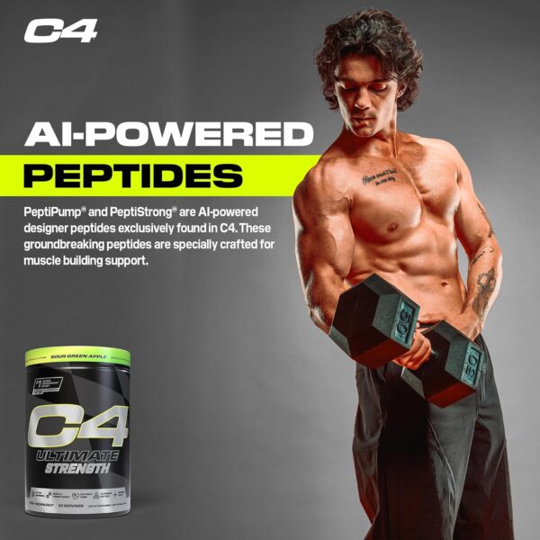 Cellucor C4 Ultimate Strength Pre Workout Powder - Tri-Stim Experience 300mg Caffeine+TeaCrine+Dynamine - Creatine & Beta-Alanine - Energy Supplement for Men & Women - Sour Green Apple, 20 Servings - Image 3