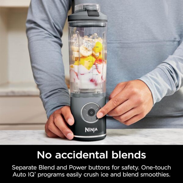 Ninja Blast Max, Portable & Personal Blender + Twist & Go, Smoothie, Blend, Ice Crush, 3 Programs, Cordless, 22 oz removable Vessel, Dishwasher Safe, Leakproof, Grey, BC251GY - Imagen 2