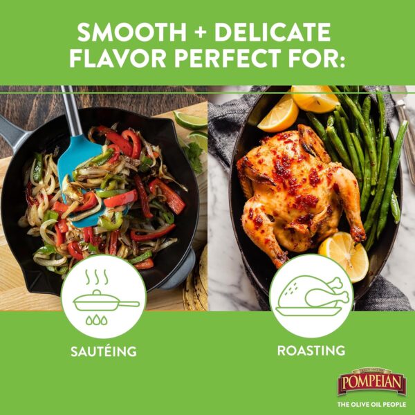 Pompeian USDA Certified Organic Smooth Extra Virgin Olive Oil Non-Stick Cooking Spray, First Cold Pressed, Delicate Flavor, Perfect for Sautéing & Stir-Frying, No Propellants, 5 FL. OZ.,(Pack of 6) - Imagen 3