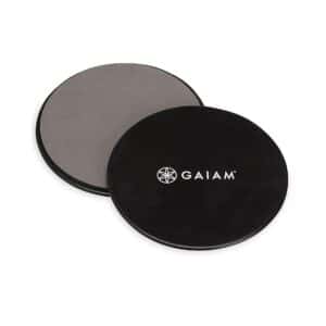 Gaiam Core Sliding Discs - Dual Sided Workout Sliders for Carpet & Hardwood Floor - Home Ab Pads Exercise Equipment Fitness Sliders for Women and Men, Grey/Black