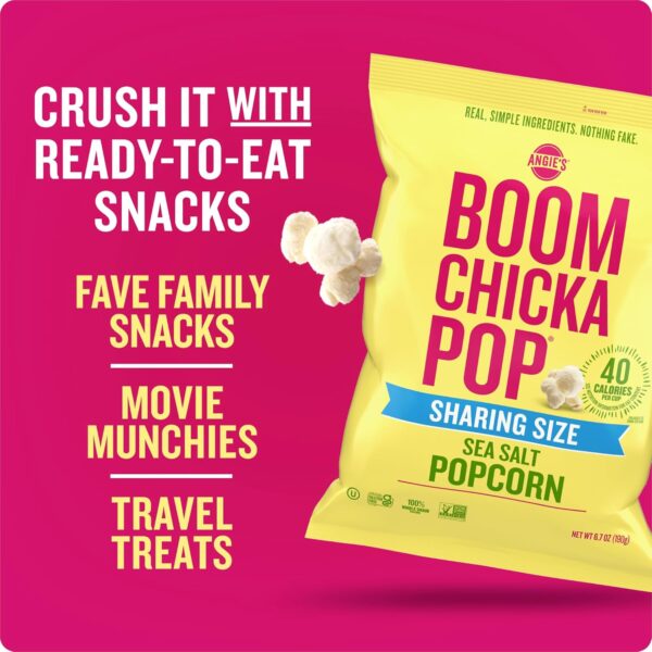 Angie's BOOMCHICKAPOP Sea Salt Popcorn, Gluten Free, Party Size, 6.7 oz. - Image 4