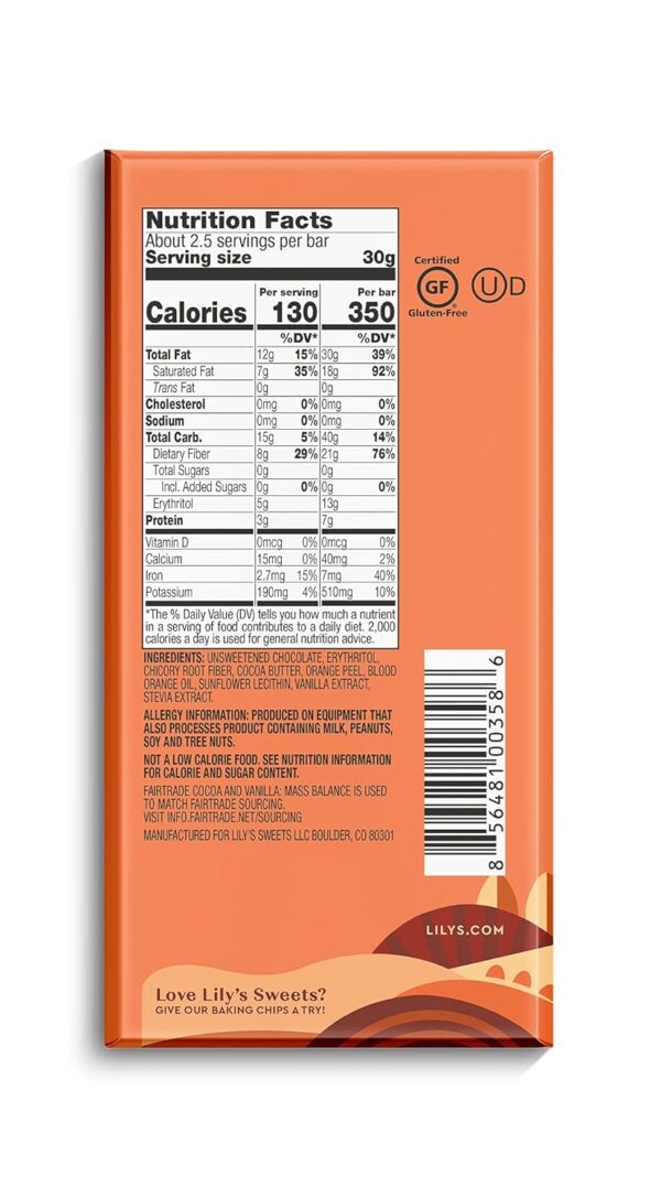 Variety 70% Dark Chocolate Bar Sampler by Lily's | Stevia Sweetened, No Added Sugar, Low-Carb, Keto Friendly | 70% Cocoa | Fair Trade, Gluten-Free & Non-GMO | 2.8 ounce, 4-Pack - Image 5
