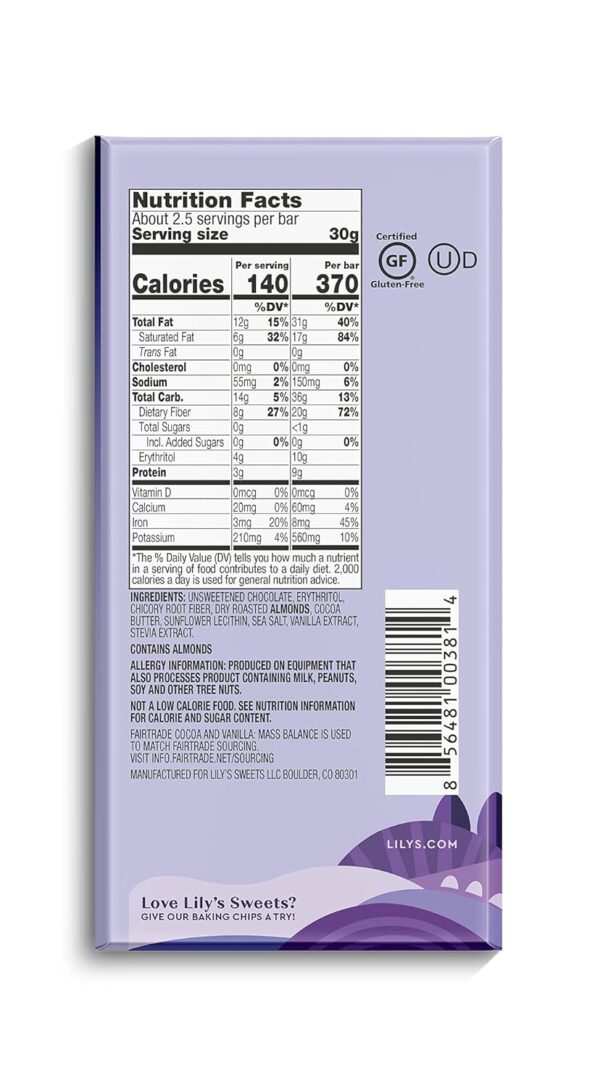 Variety 70% Dark Chocolate Bar Sampler by Lily's | Stevia Sweetened, No Added Sugar, Low-Carb, Keto Friendly | 70% Cocoa | Fair Trade, Gluten-Free & Non-GMO | 2.8 ounce, 4-Pack - Image 3