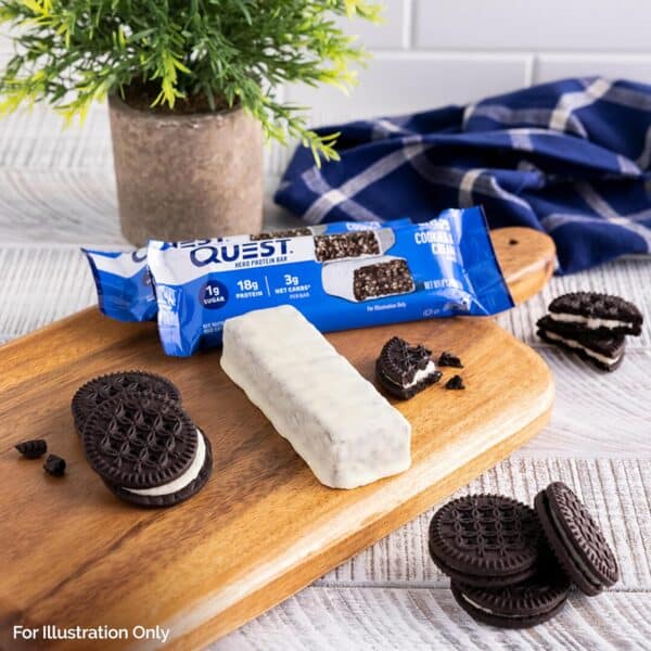 Quest Nutrition Crispy Cookies & Cream Hero Protein Bar, 18g Protein, 1g Sugar, 3g Net Carb, Gluten Free Protein Snack, Keto Friendly, 12 Count - Image 4