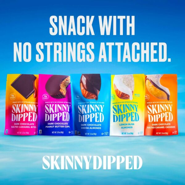 SkinnyDipped Super Dark Chocolate + Sea Salt Almonds, Vegan, Healthy Snack, Plant Protein, Gluten Free, 3.5 oz Resealable Bags, Pack of 5 - Image 4